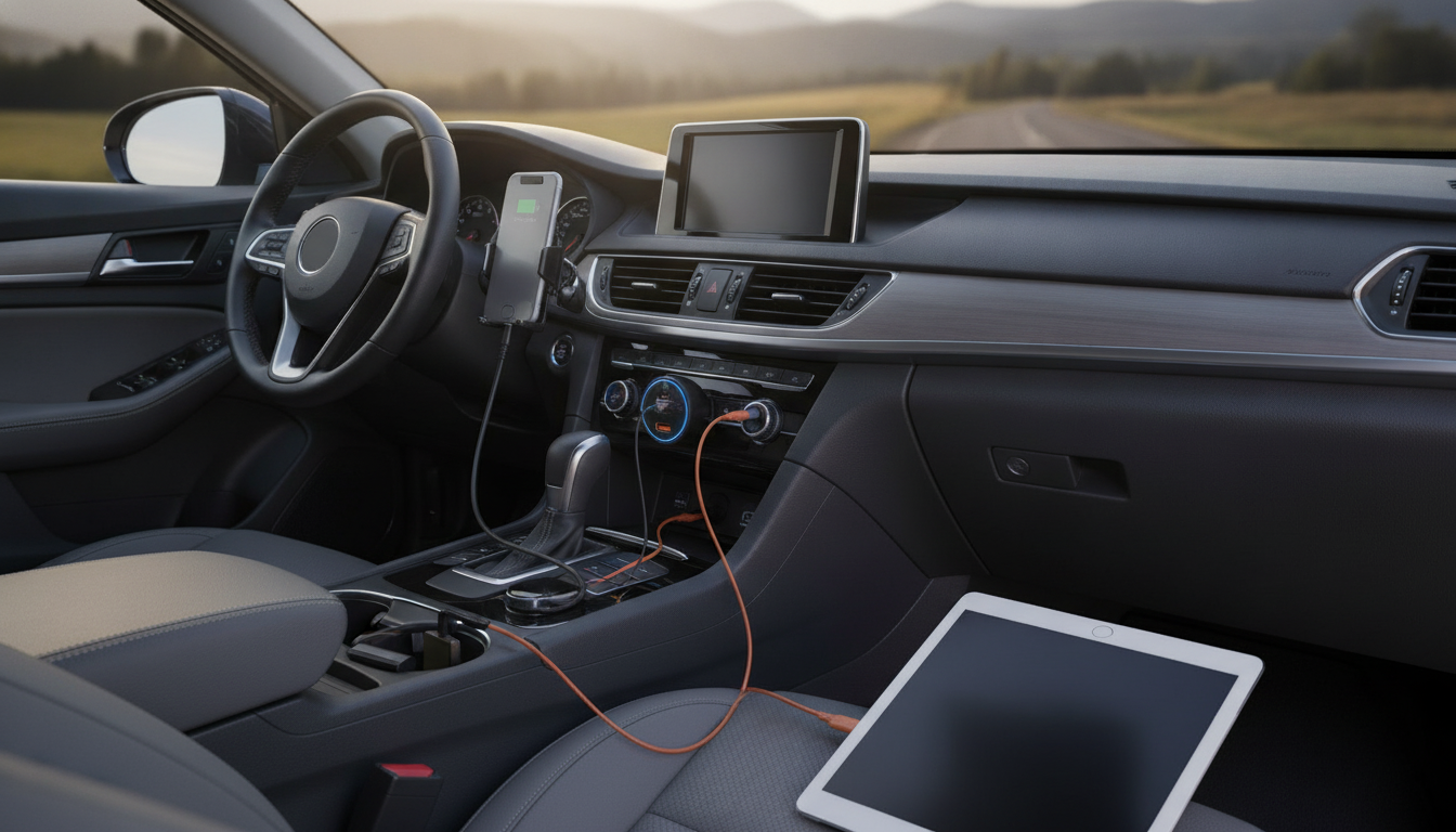 160W 3-Port Car Charger: USB-C PD + USB-A QC5.0