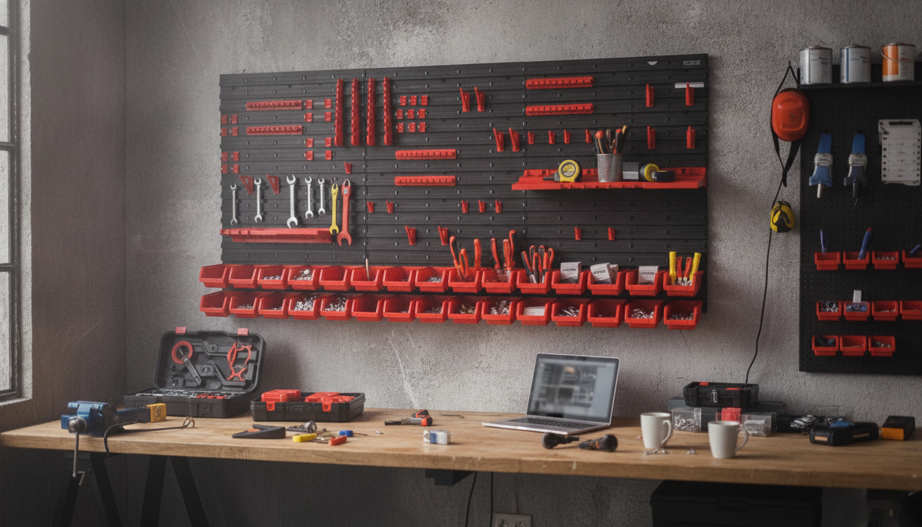 30-Bin Wall Parts Organizer with Rack & Panels