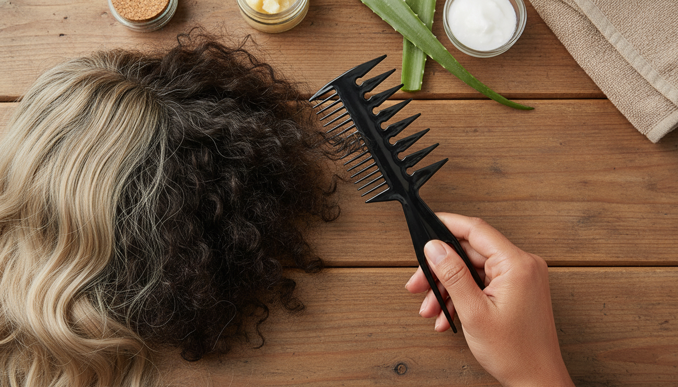 Anti-Static Wide-Tooth Comb: Detangle Natural Hair & Wigs